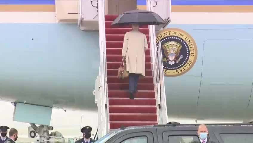 WATCH: Joe Biden Almost Falls AGAIN Walking Up Stairs to AF1