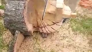 Me Carving a Cross for the Pastor of a Church I Camped Out Behind Following Hurricane Laura