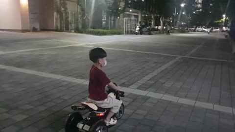 Motorbike drive in the evening