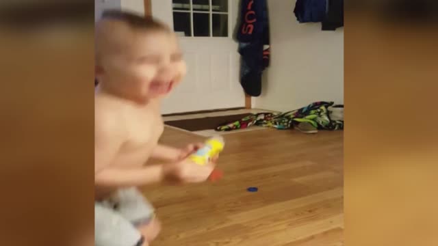 Cute Kid Creates Sudsey Slip And Slide