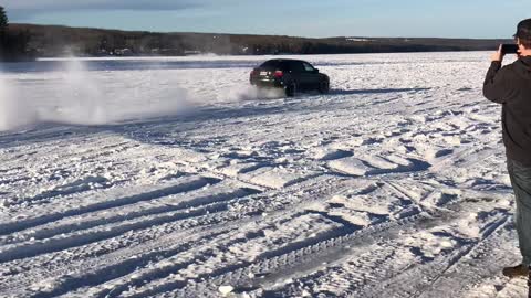 Car Gets Some Air on Charlie Lake