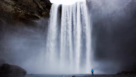 Waterfall view sound and human - Relaxing, concentration and sleep