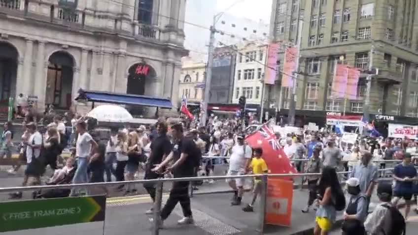 Melbourne Australia - Protest yesterday for Freedom over mandates & tyranny down Bourke Street