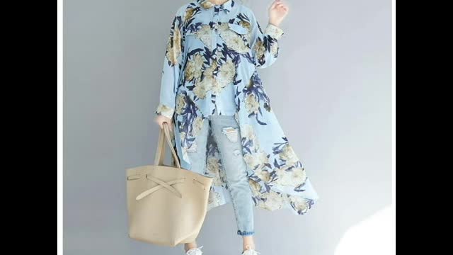 Plus Size Women Blouse Elegant Lady Tops Shirts Long Sleeve Print Floral Female Clothes Loose