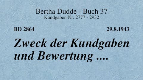 BD 2864 - ZWECK DER KUNDGABEN UND BEWERTUNG ....