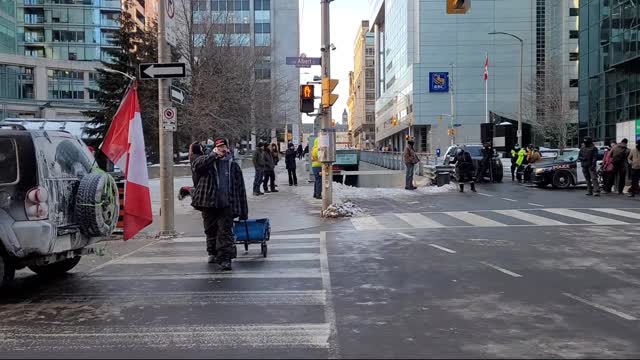 Random protester having his say with a megaphone. Freedom Protest - Ottawa Feb.13