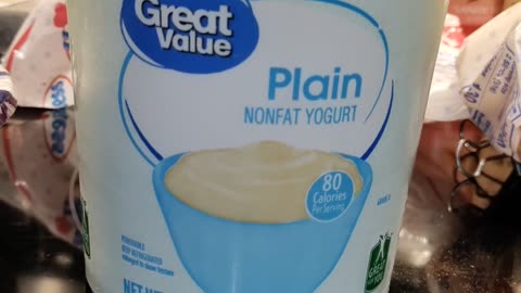 Eating Great Value Plain Nonfat Yogurt, Dbn, MI, 4/14/24