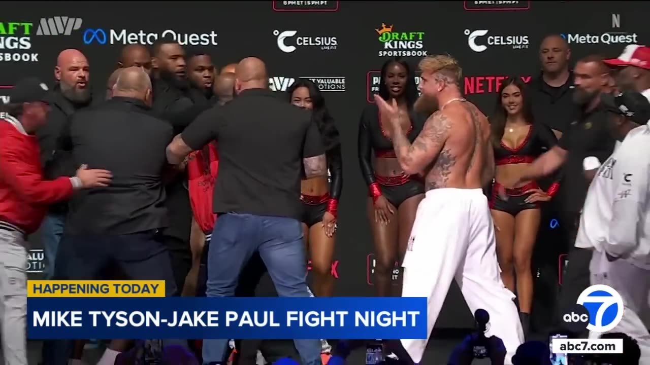 Mike Tyson slaps Jake Paul in face during weigh-in ahead of boxing match