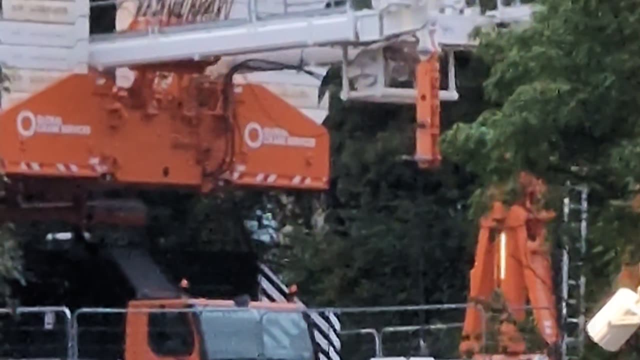 World's most powerful Mobile lattice boom Crane asleep among the trees