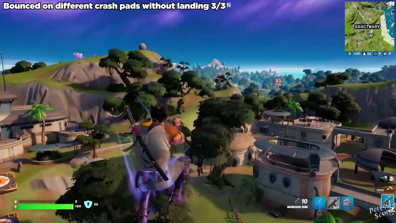 Bounce on 3 Separate Crash Pads Without Landing - Fortnite Quests