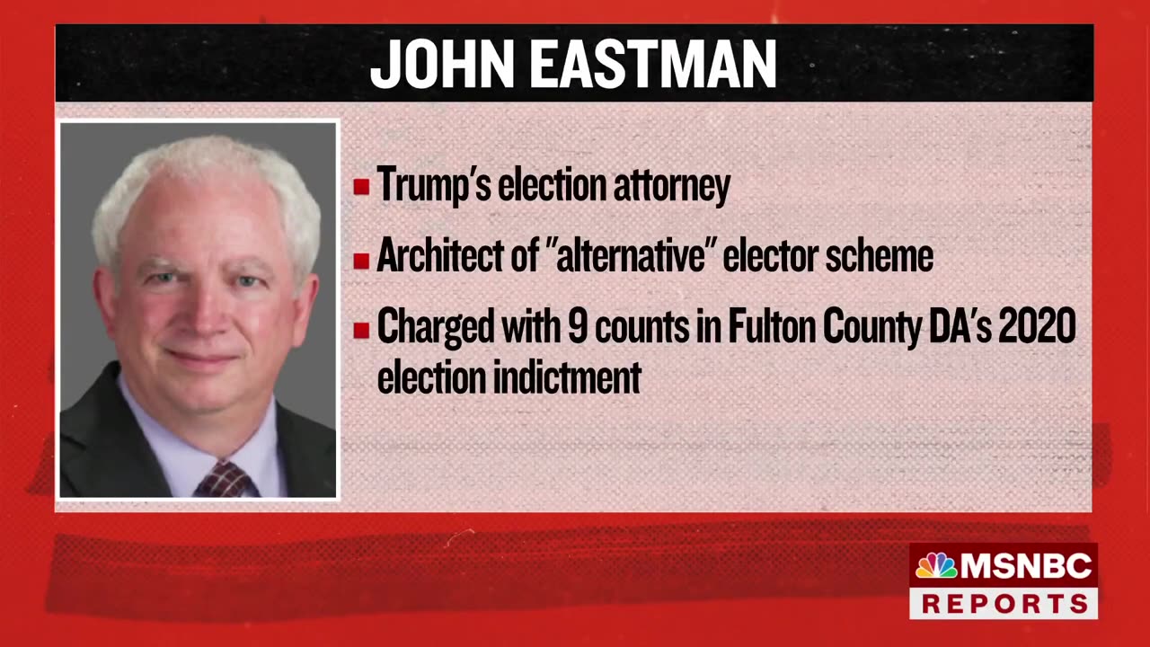 BREAKING: Former Trump lawyer John Eastman surrenders in Georgia election indictment