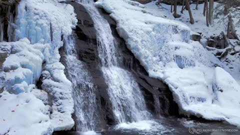 Soothing Waterfall on a Snowy Winter Day | Water Sounds for Sleeping