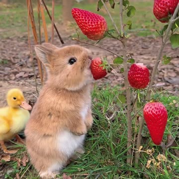 Rabbit Eating Strawberry Asmr