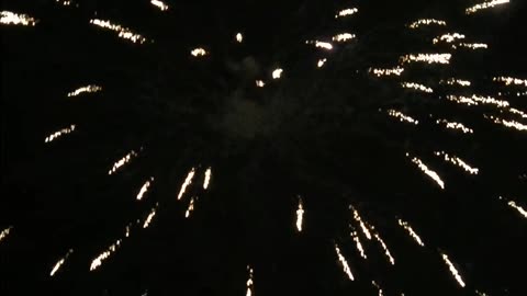 Aerial Fireworks Illuminating The Dark Sky