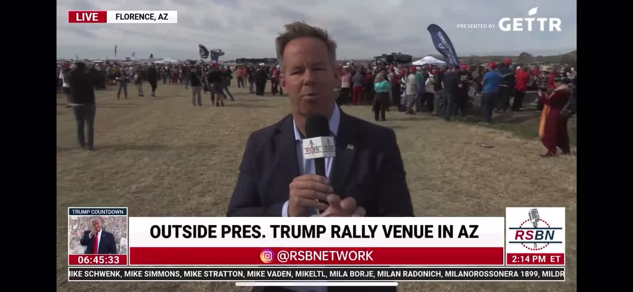 RSBN coverage of Trump pre-rally - schedule of speakers