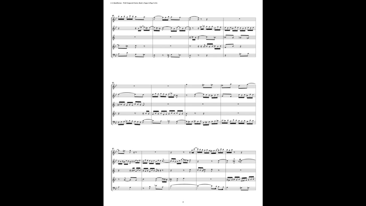 J.S. Bach - Well-Tempered Clavier: Part 2 - Fugue 04 (Woodwind Quintet)