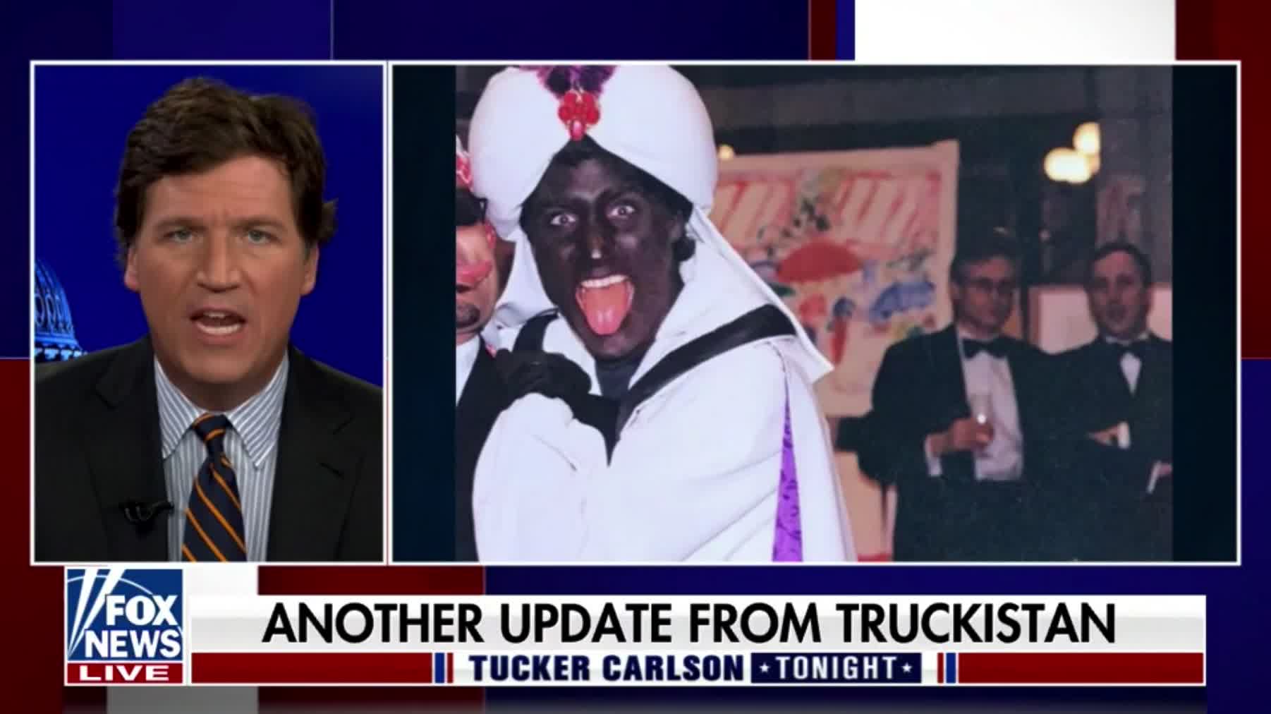 Tucker Carlson slams Justin Trudeau for calling protesting truckers "racist" while his Liberal party blocked a motion condemning blackface