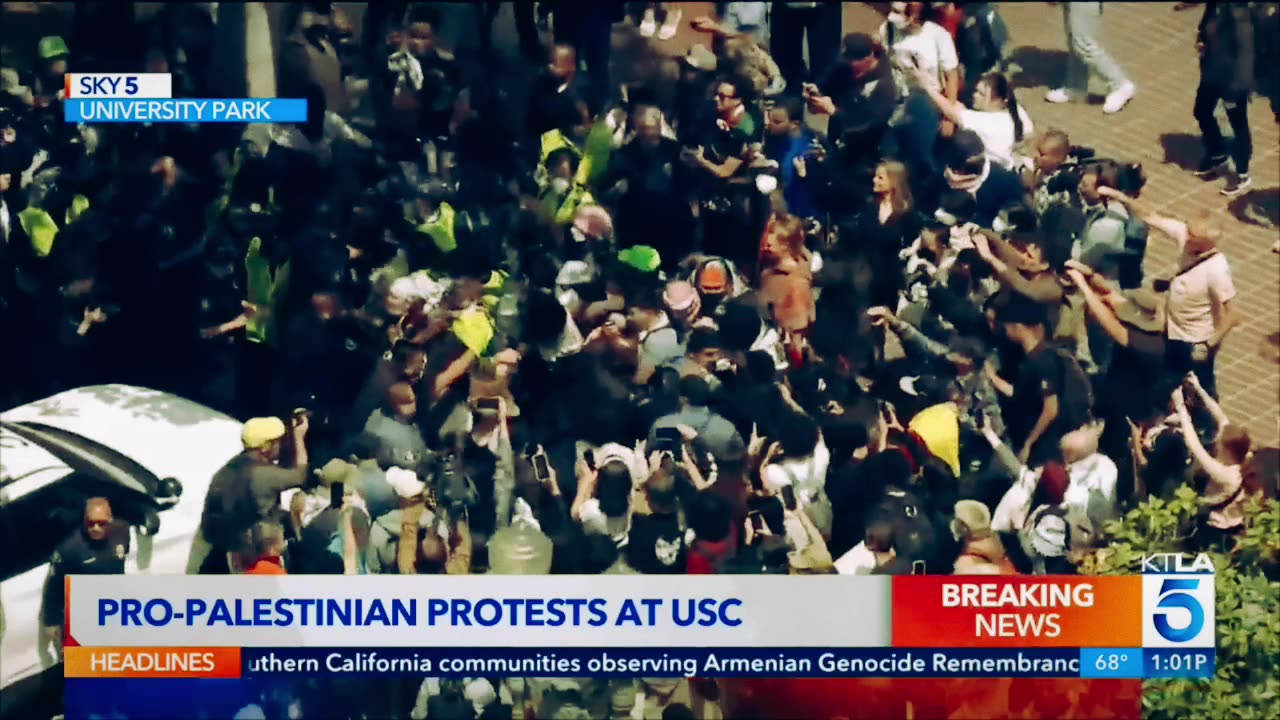 Pro-Palestinian protesters, police scuffle on USC campus