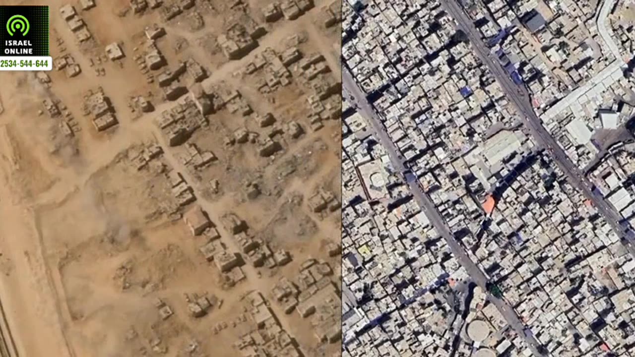 Aerial footage of Rafah before and after