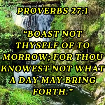 Boast not thyself of to morrow; for thou knowest not what a day may bring forth