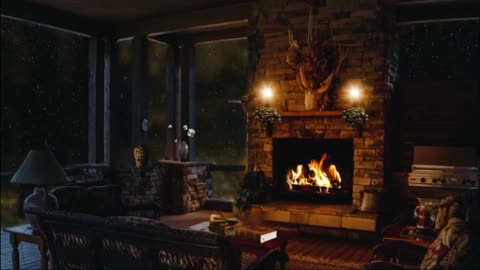 Relax In A Cozy Winter Cabin With A Crackling Fire | Fall Asleep Fast | Winter Ambience |