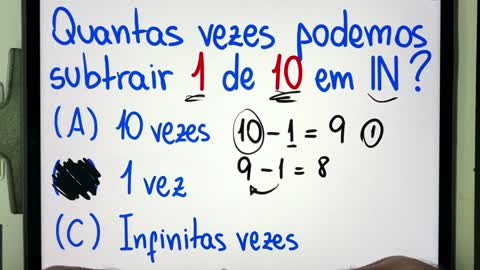 10-1 = Quantas vezes podemos SUBTRAIR 1 de 10 Problema da SUBTRAÇÃO BUGANTE! Você Consegue