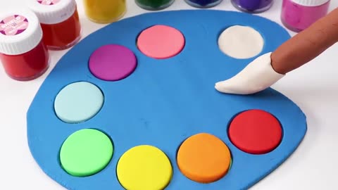 DIY How to Make Rainbow Art Palette and Color Brush with Play Doh