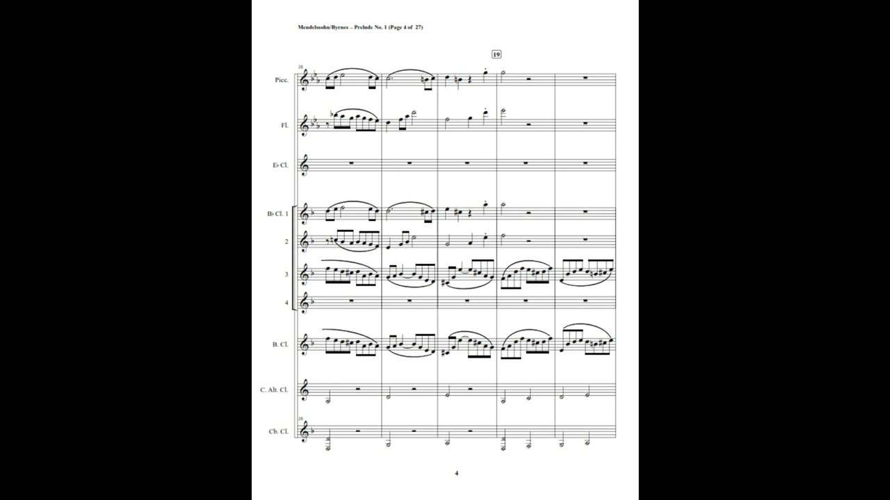 Felix Mendelssohn – Prelude in C Minor, Op. 37 (Clarinet Octet + Piccolo & Flute)