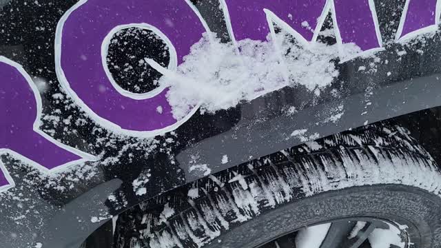 Cleaning snow off mi lovely art