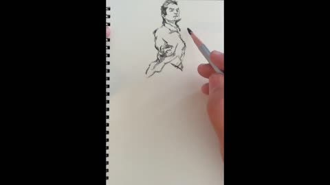 Portrait: A ballet teacher of charcoal drawing.