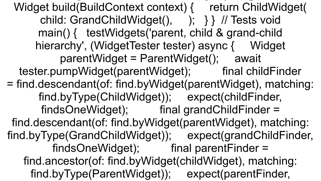 Is it possible to access childrenparent widgets from a given widget in a Flutter test