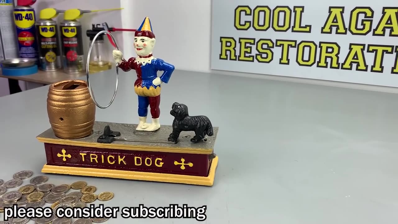 Rusty Trick Dog Mechanical Coin Bank Restoration - A Funny Way to Save Money