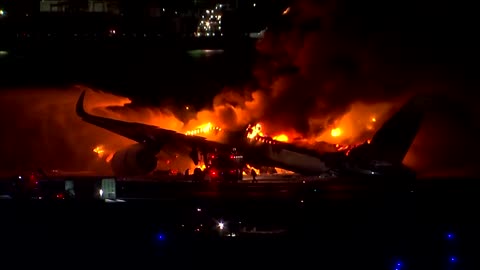 Japan Airlines' aircraft on fire after collision