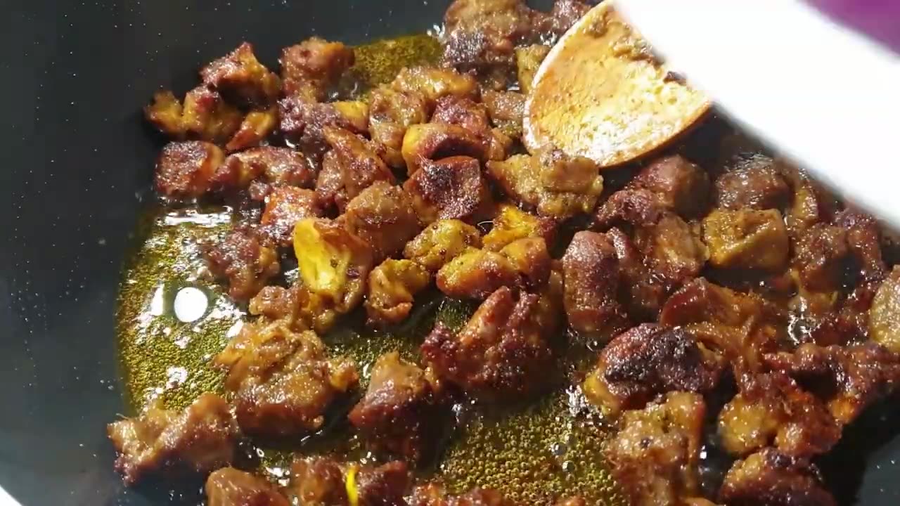 Dry fried goat meat recipes 😋😋