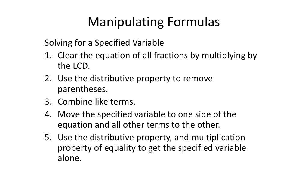 Formulas (MATH 1010 Unit 5 Lesson 8)