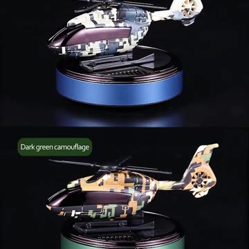 Car Air Freshener Solar Automatic Rotation Camouflage Helicopter Dashboard Fragrance