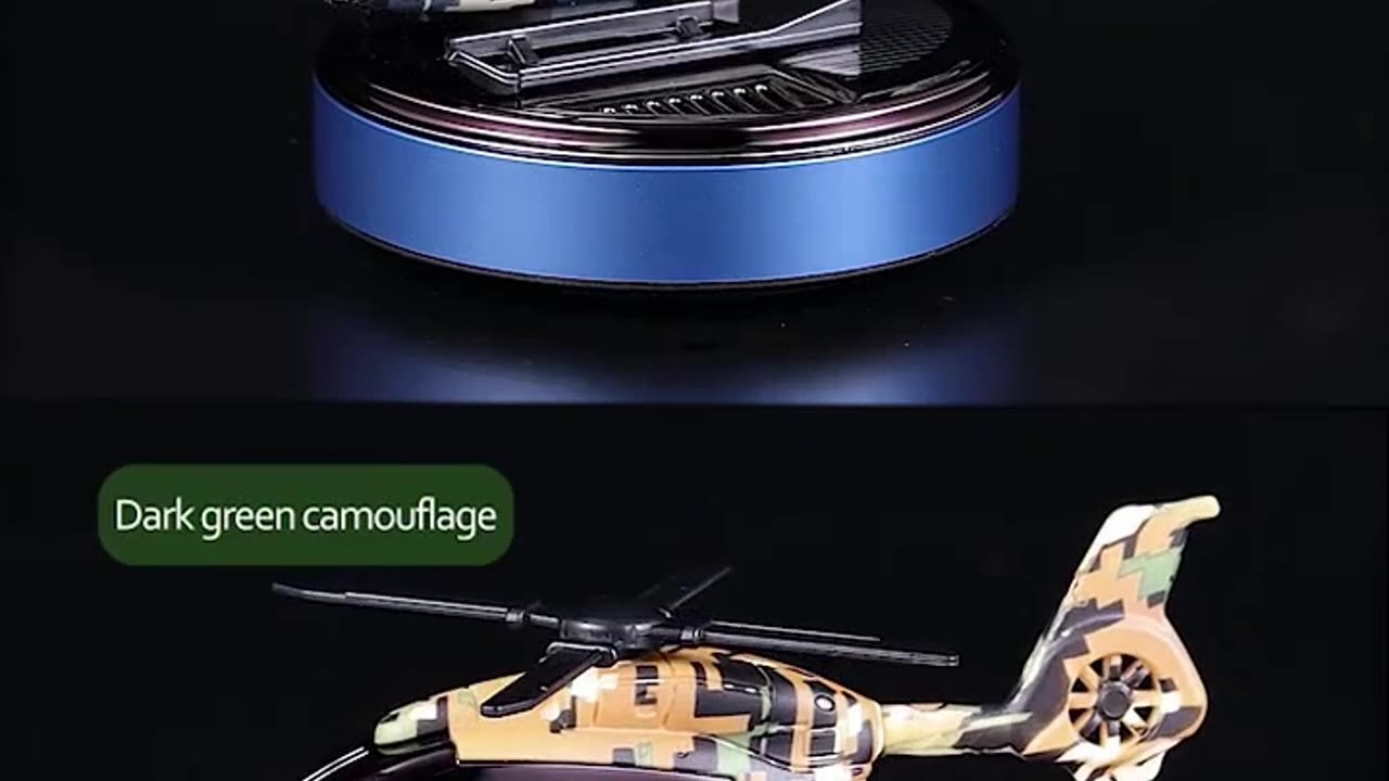 Car Air Freshener Solar Automatic Rotation Camouflage Helicopter Dashboard Fragrance