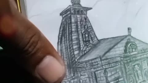 Realistic drawing kedarnath temple in India