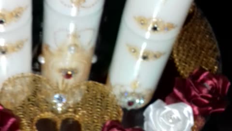 Candles decorated for the bride, bougies, velas
