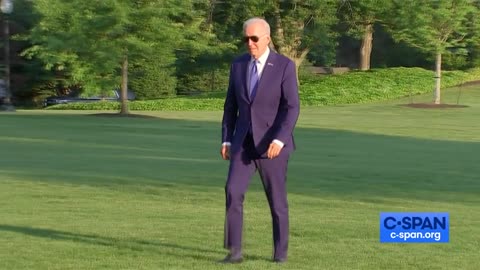 FULL VID: Back At White House, Biden Bumps His Head, Doesn't Salute Marine As He Exits Marine One