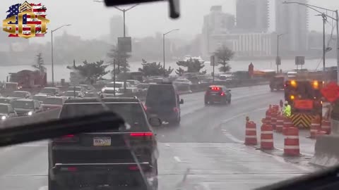 President Donald Trump en route to day 3 of the Biden Trial