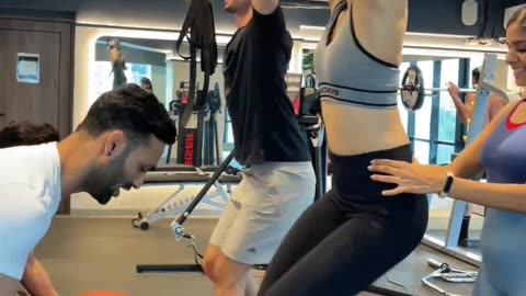 Indian Actress Kriti Sanon Hot Gym Workout