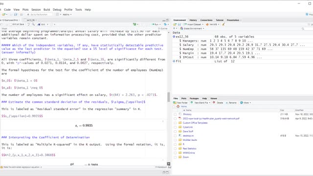 MATH 810 Multiple Linear Regression in R