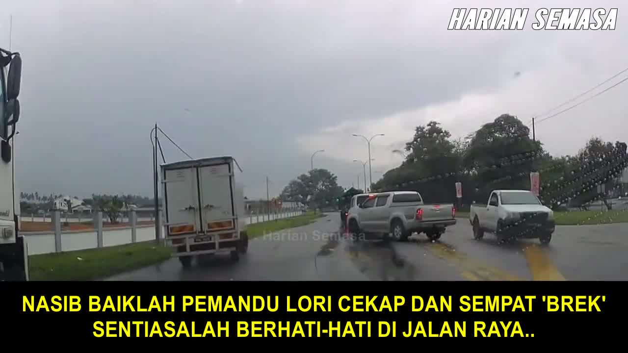 VIDEO Nasib baiklah pemandu lori tu cekap , tengok apa jadi