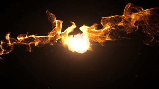 Bright Balls Of Fire Smashing In Black Background