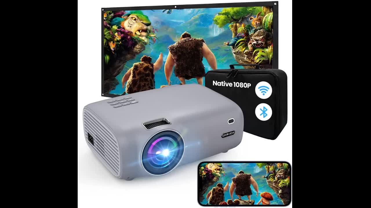 Review: Projector with Wifi and Bluetooth, 8500L Hd Mini Phone Projector, 4k & 200" Screen Supp...