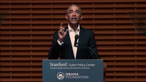 bama addresses disinformation in speech at Stanford