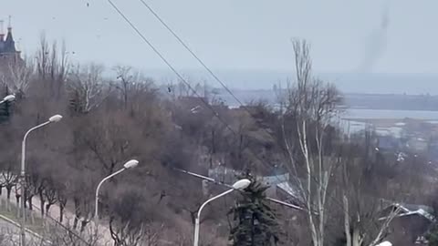 Attack helicopters of the Russian Armed Forces in the zone of the special operation in the Mariupol
