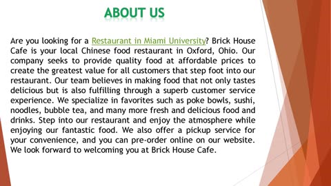 Are you looking for a Restaurant in Miami University?