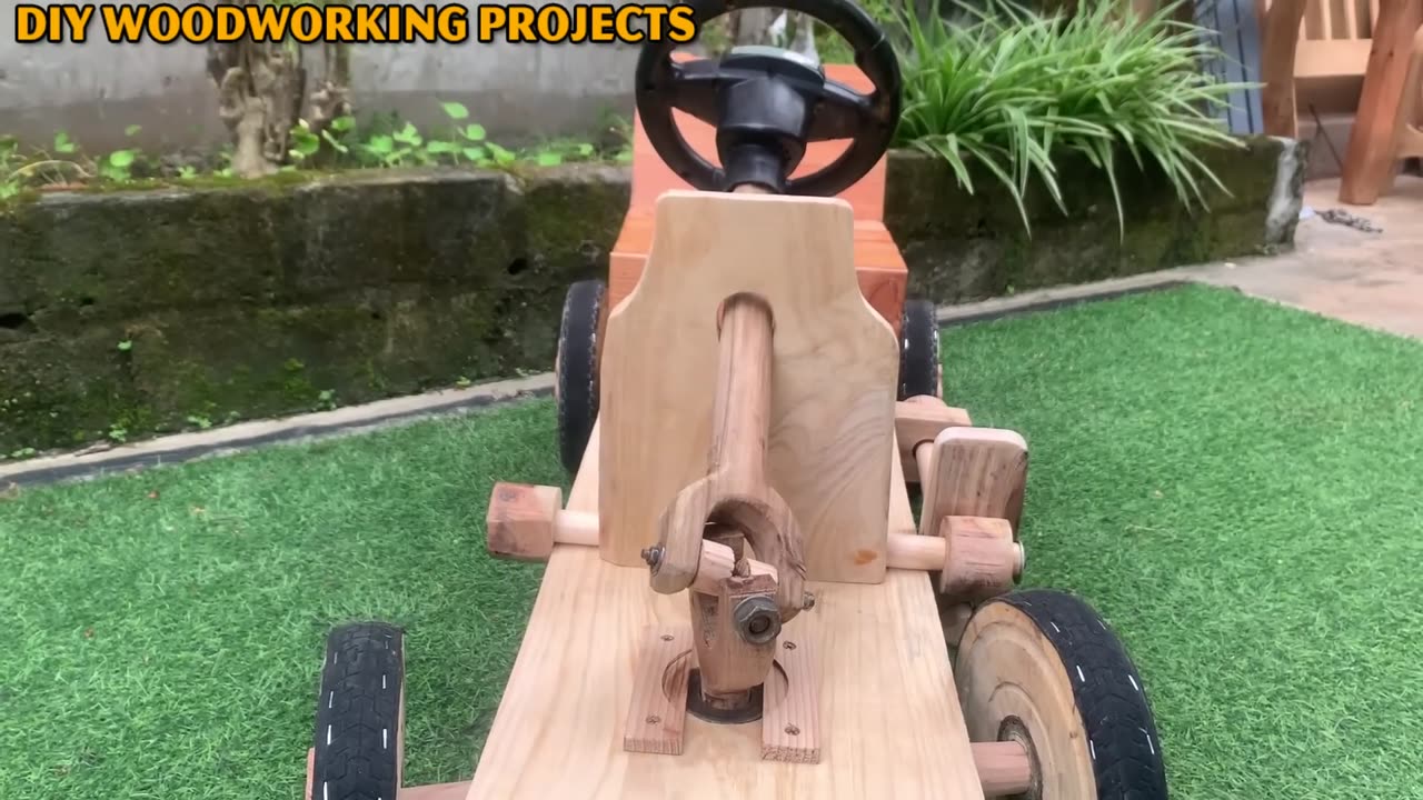 Great Creative Woodworking Idea // DIY Baby Wooden Car With Unique Steering And Brake System